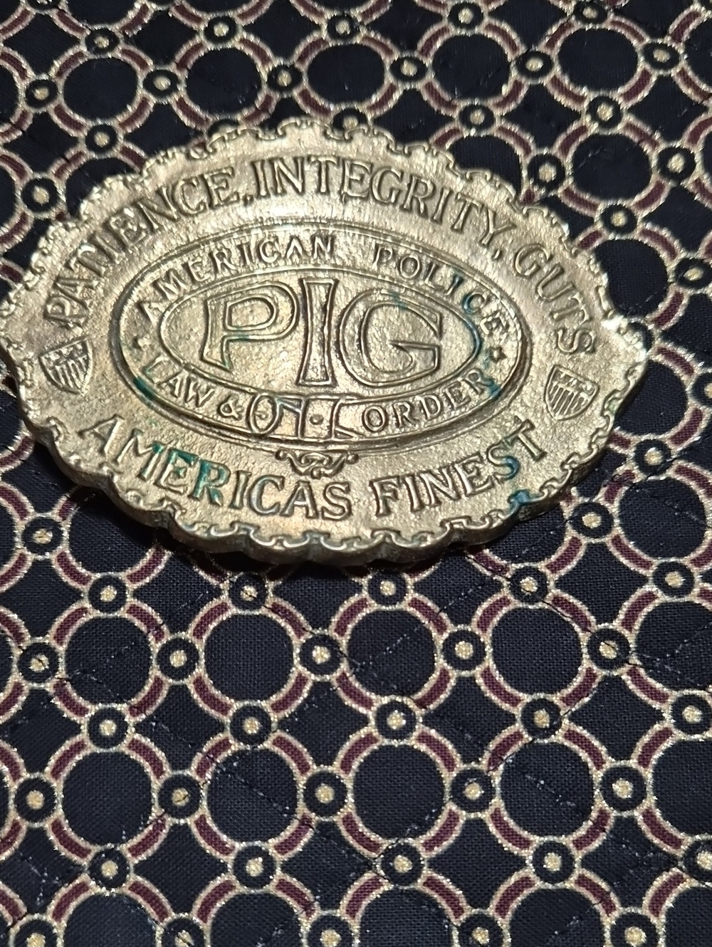 American Police PIG Belt Buckle - BRASS
